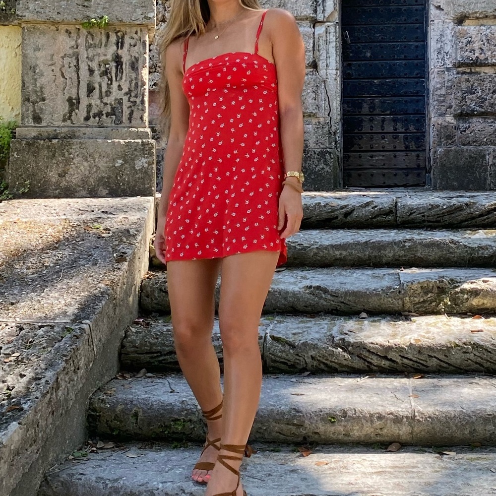 Free people red floral mini dress - Picture 6 of 8